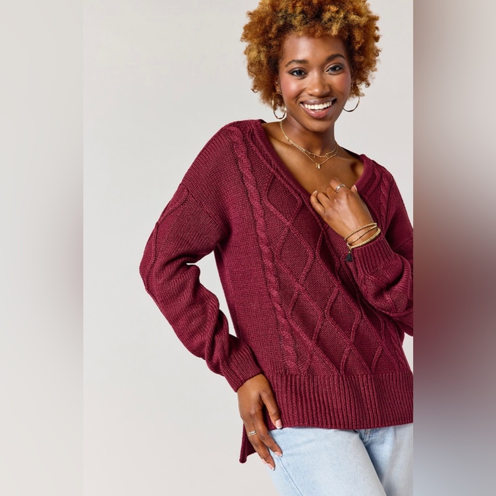 Jonnie Deep V Cable Knit Sweater